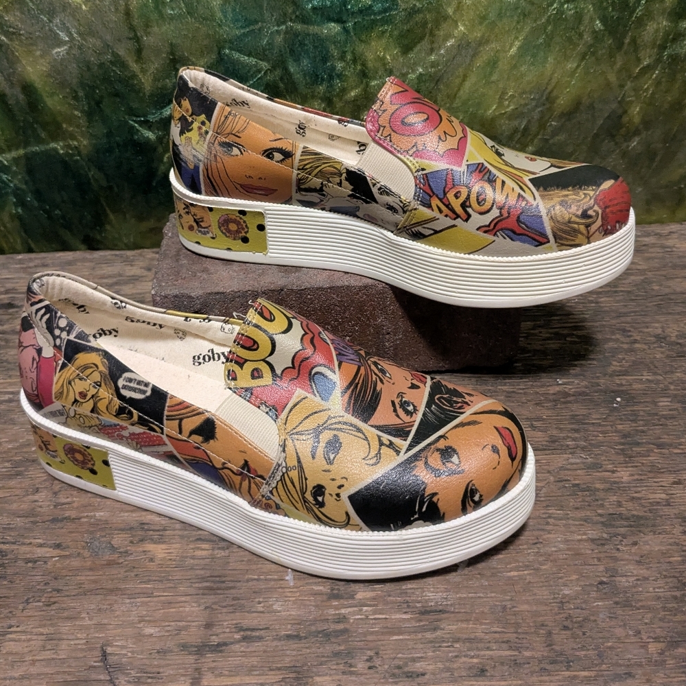 Goby - Pop Art  Print Platform Slip-On Shoes